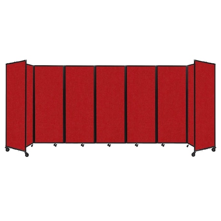 Versare Room Divider 360 Folding Portable Partition 19'6" x 7'6" Red Fabric 1190727